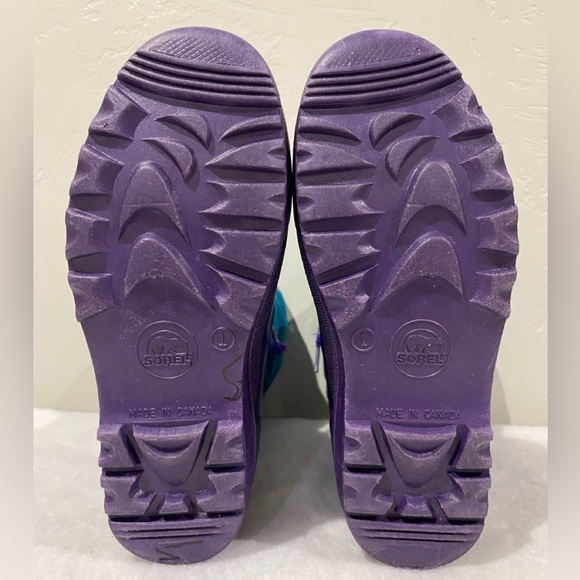 Sorel Retro Purple and Teal Pullon Cinch Closure Insulated Snow Boots US Size 1 - Picture 7 of 10